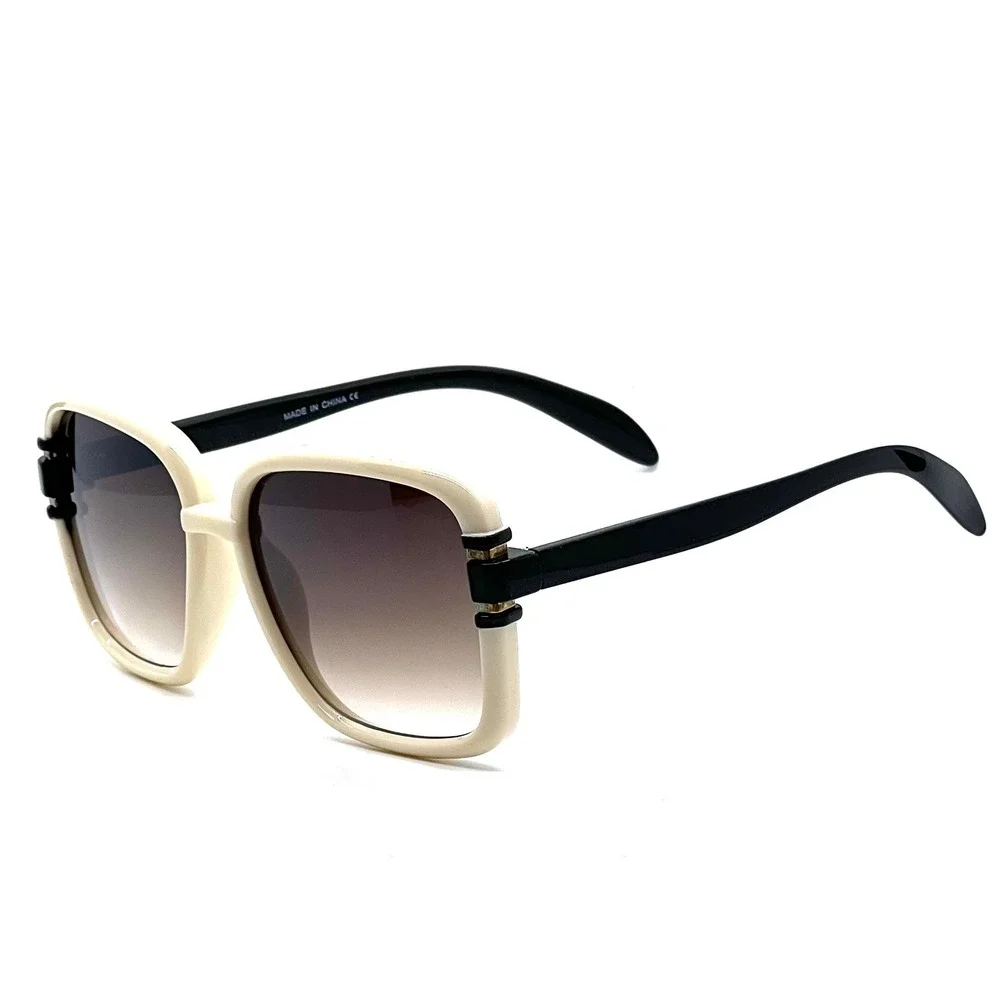 Chic Oversized Square Sunglasses Cream Black Gradient Lenses Women Fashion Gafas